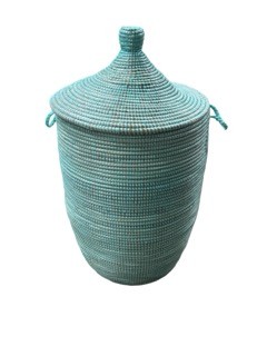 A Rieten mand set van 3 turquoise